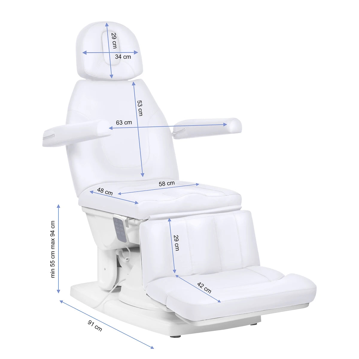 SILLON Kate sähköinen jalkahoitotuoli, 4 toimilaitetta, cool white