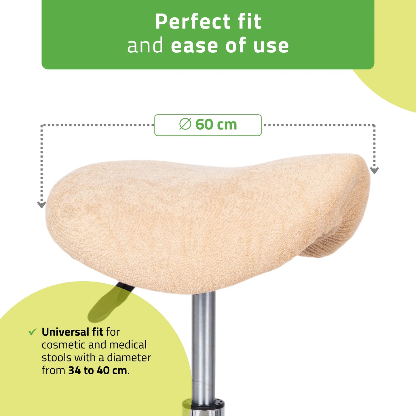 Froteepäällinen kuminauhalla jakkaraan, halkaisija 60 cm, creamy latte