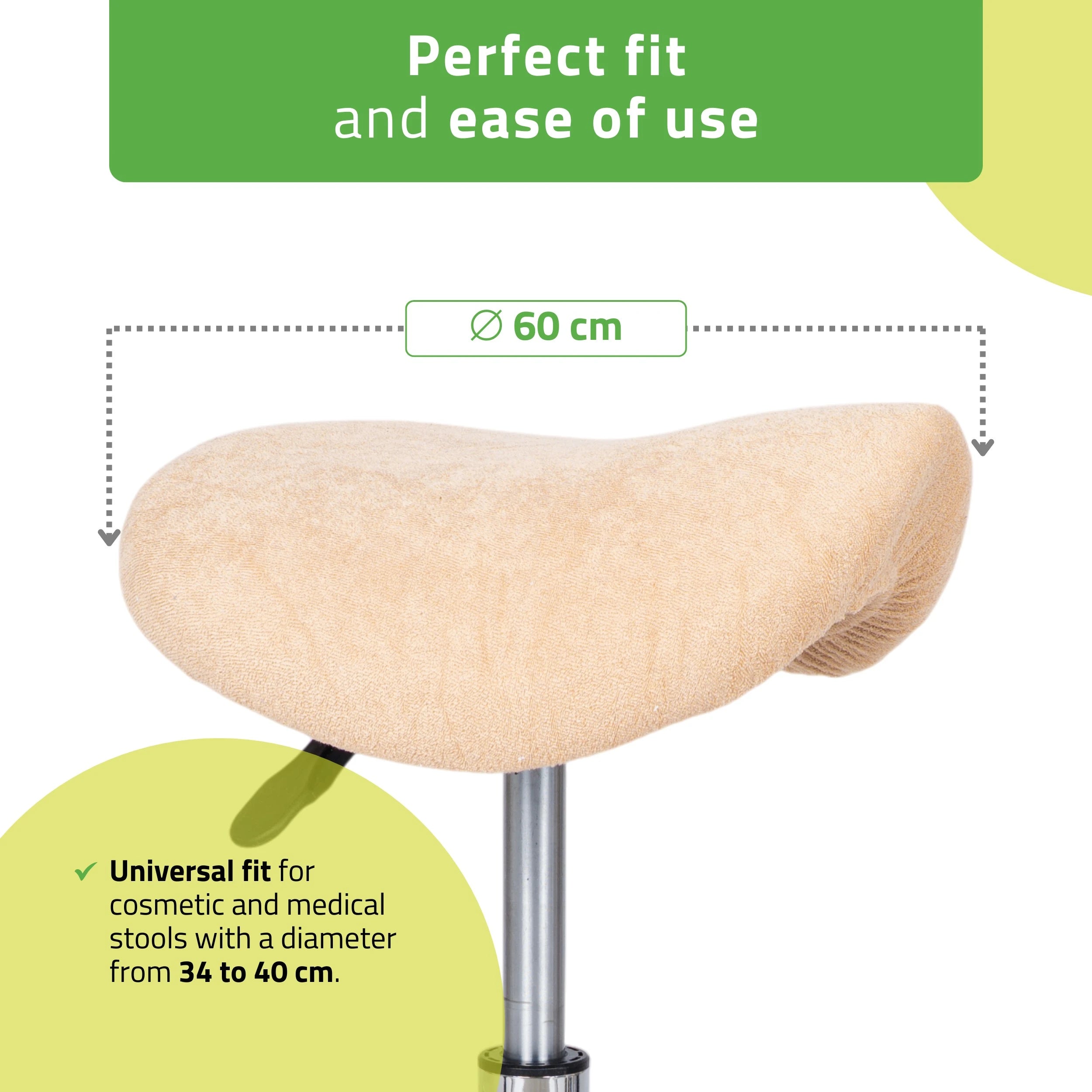 Froteepäällinen kuminauhalla jakkaraan, halkaisija 60 cm, creamy latte