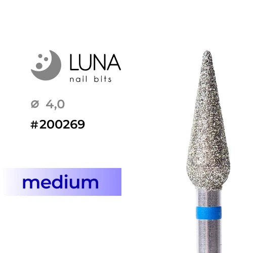 Diamond Nail Drill Bit Cone - 4.0 12, Blue (Medium)