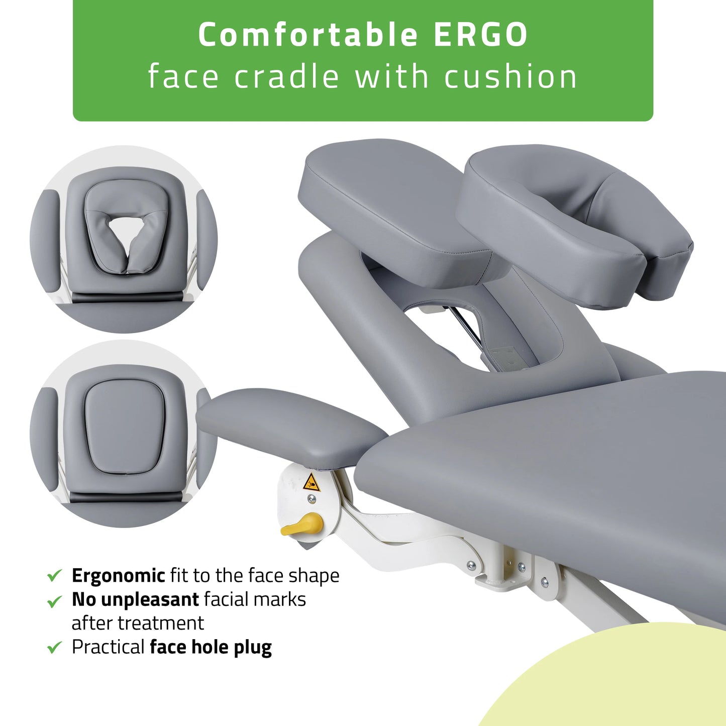Proxima V4 Ergo therapy table, electric height adjustment with foot control bar, ERGO cushion, Touch Core k322 gray