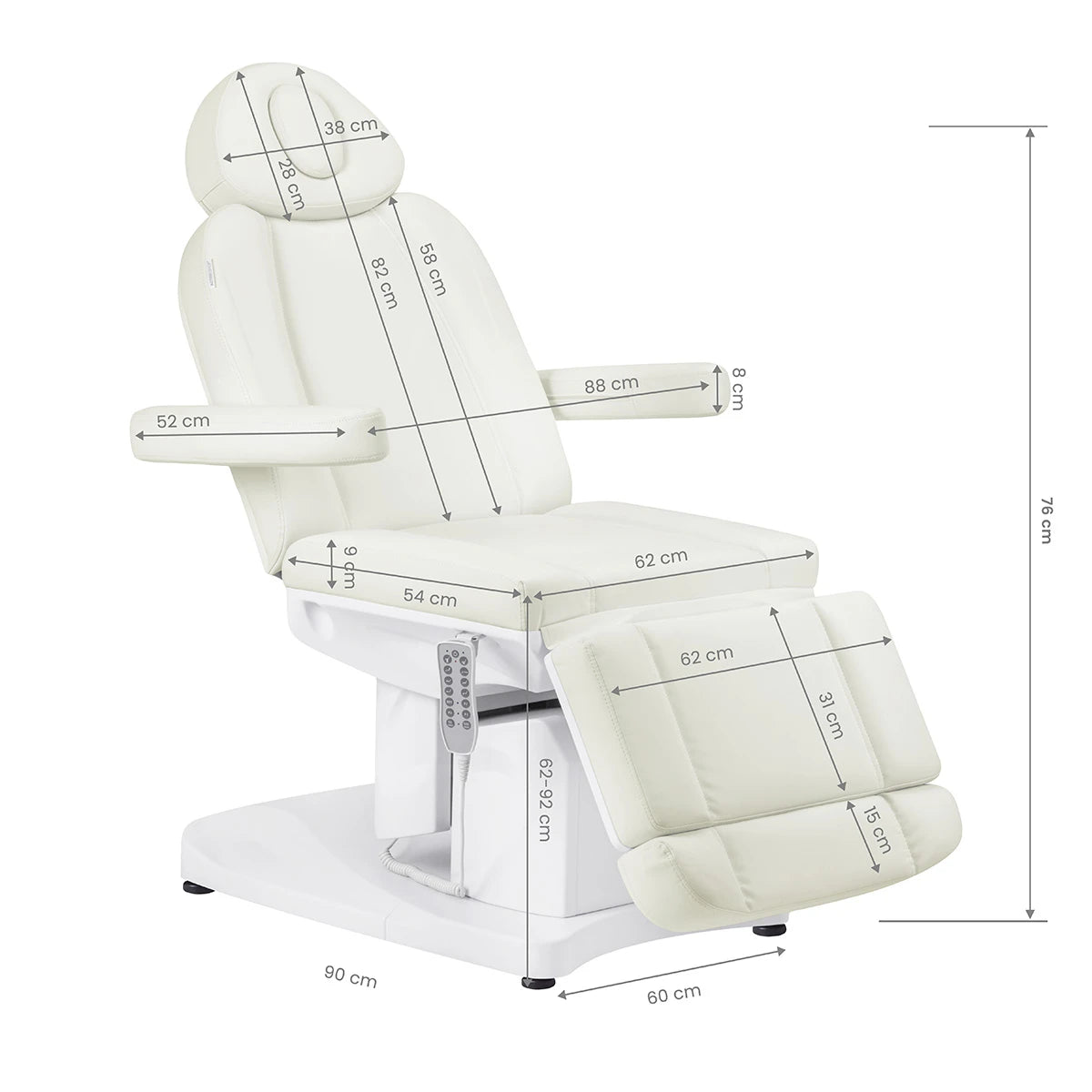 Beauty bed-couche AZZURRO 708a, 4 motors, white, heated