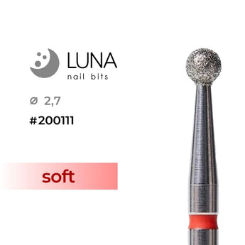 Luna Bits Diamond Ball jyrsin manikyyri- ja pedikyyrihoitoon, 2,7 mm, Red (Fine)