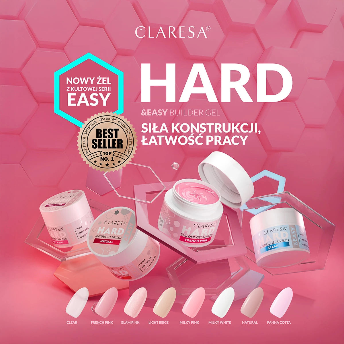 CLARESA HARD&EASY BUILDER GEL GLAM PINK 12g