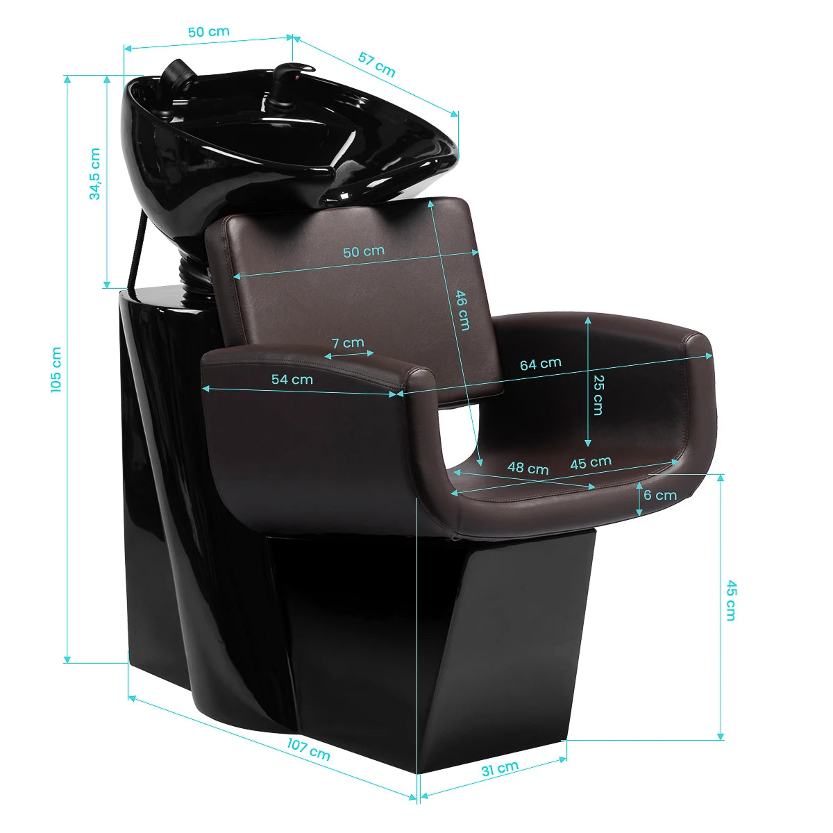 Gabbiano hairdressing wash unit Mataro Brown