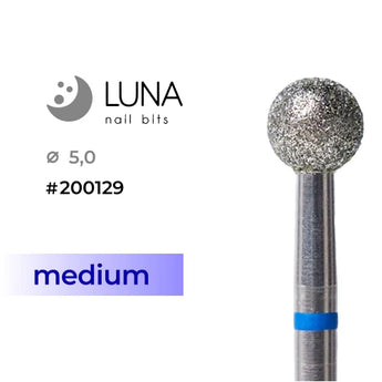 Luna Bits Diamond Ball Nail Drill Bit jyrsin 5,0 mm, Blue (Medium Grit)