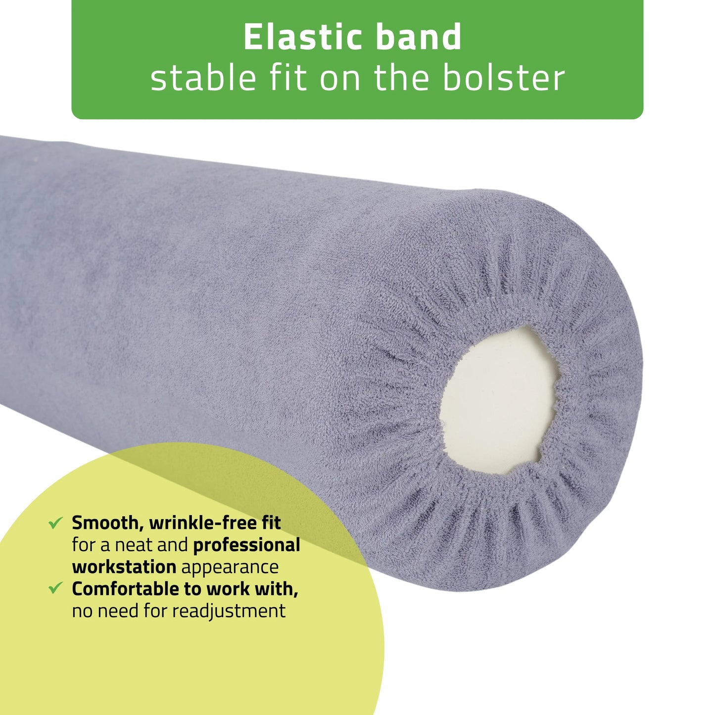 Froteepäällinen tukityynyn suojus kuminauhalla, 15 × 60 cm, harmaa