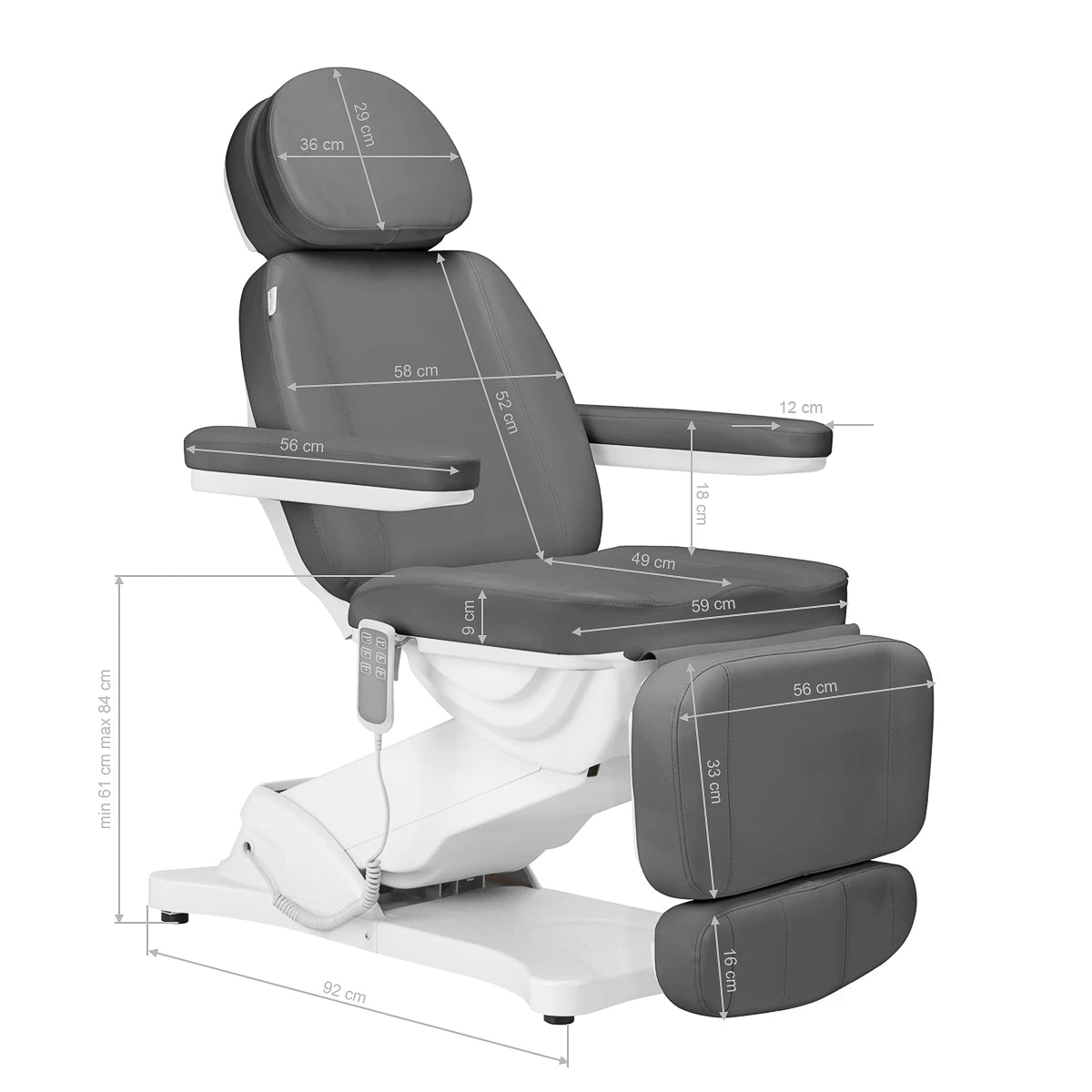 Beauty bed-couche SILLON CLASSIC, 3 motors, gray