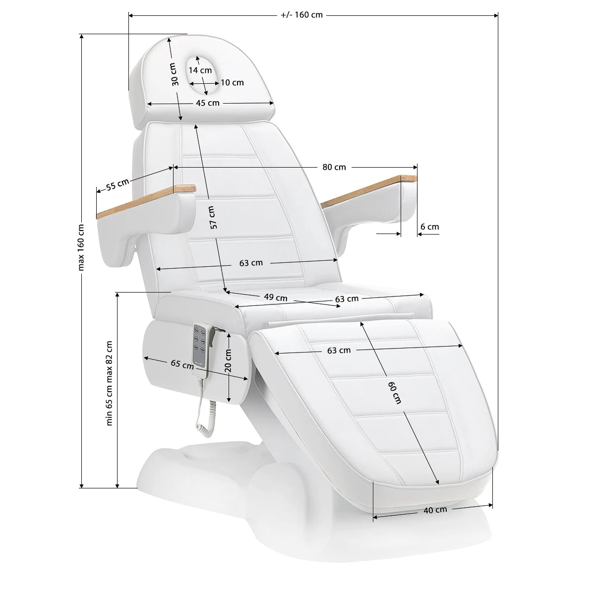 Beauty bed-couche SILLON LUX 273b, 3 motors, white