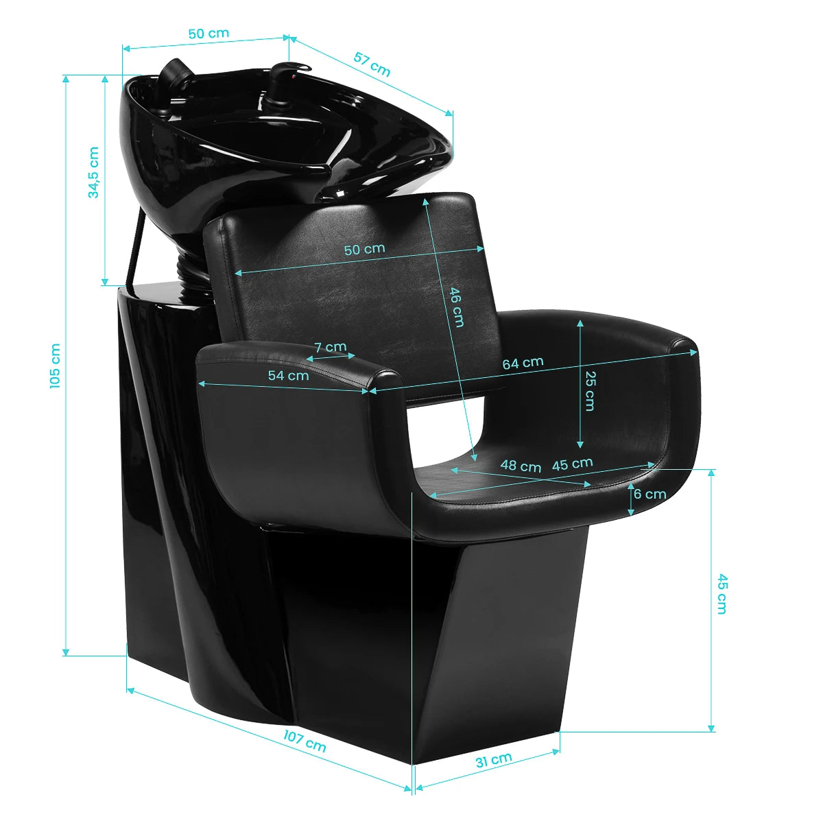 Gabbiano hairdressing wash unit Mataro black
