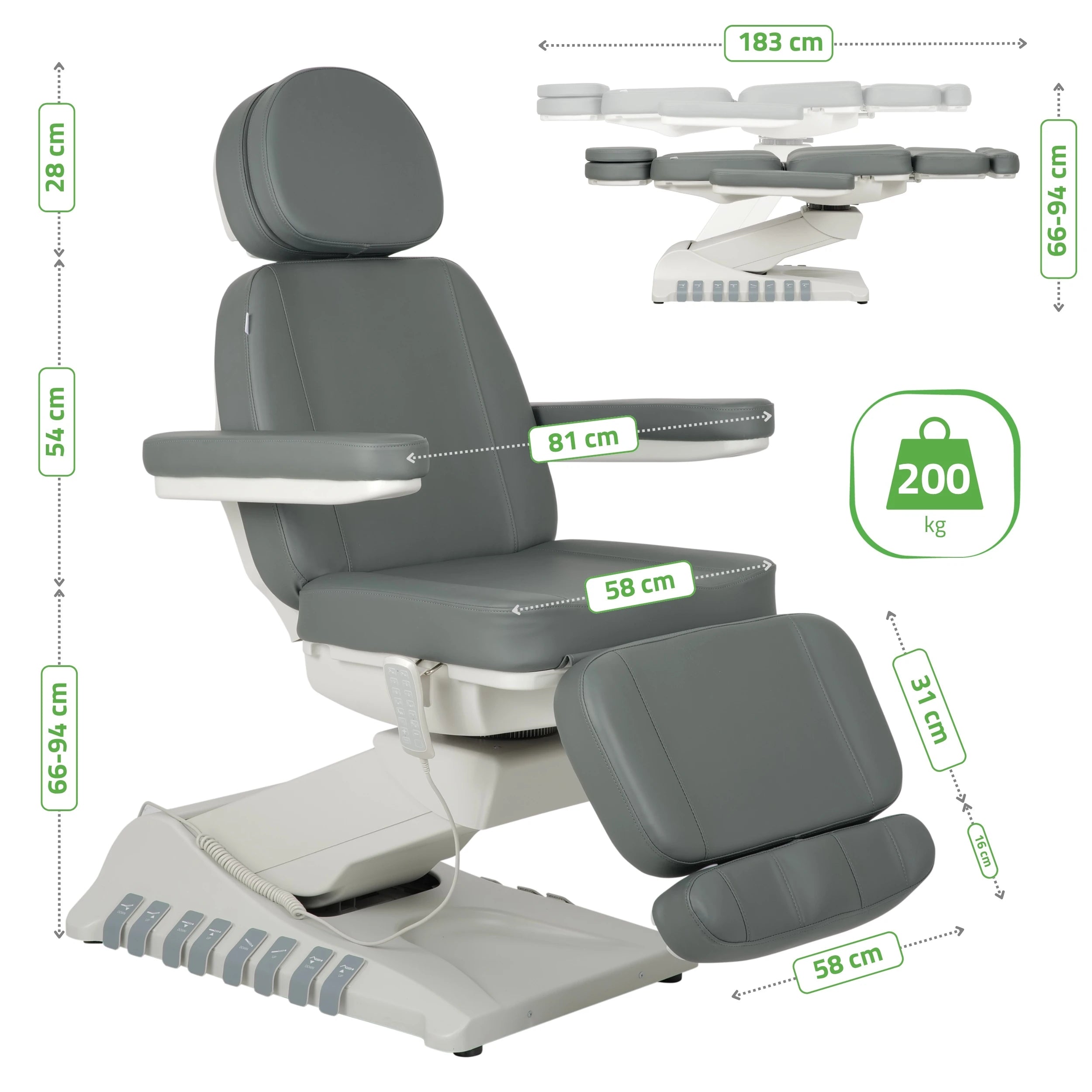 Electric beauty chair Luxoria PRO 5 k721 ash grey