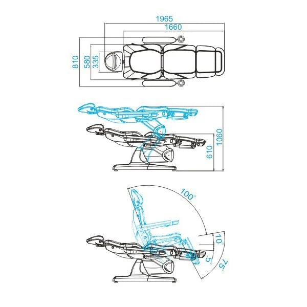 Beauty bed-couche AZZURRO 870, 3 motors, white