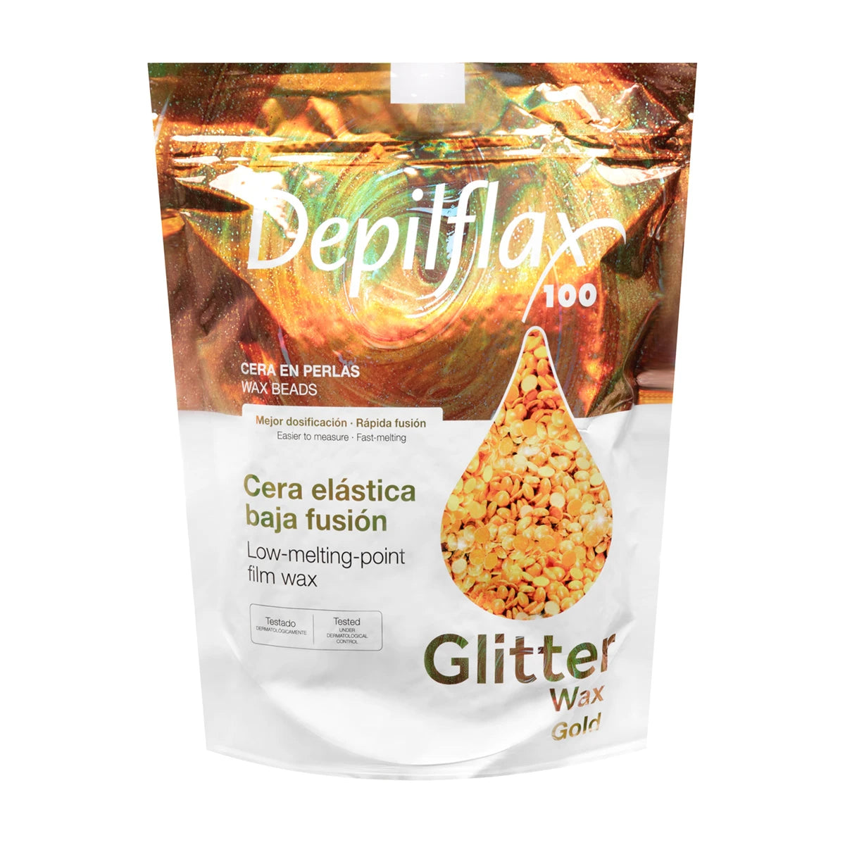 Depilflax 100 Elastic depilatory wax with low melting point, pearl gold 1000g