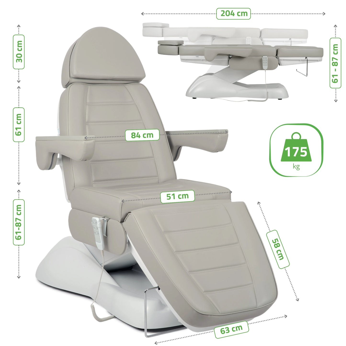 Electric beauty chair Leo PRO 4 Comfy Base 522 Grey