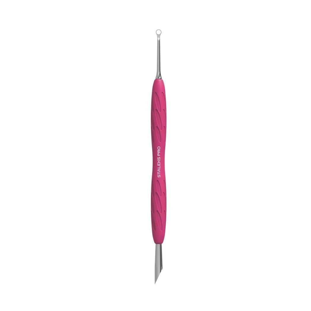 Manicure pusher Gummy with silicone handle UNIQ 11 TYPE 2 (beveled and loop pusher)