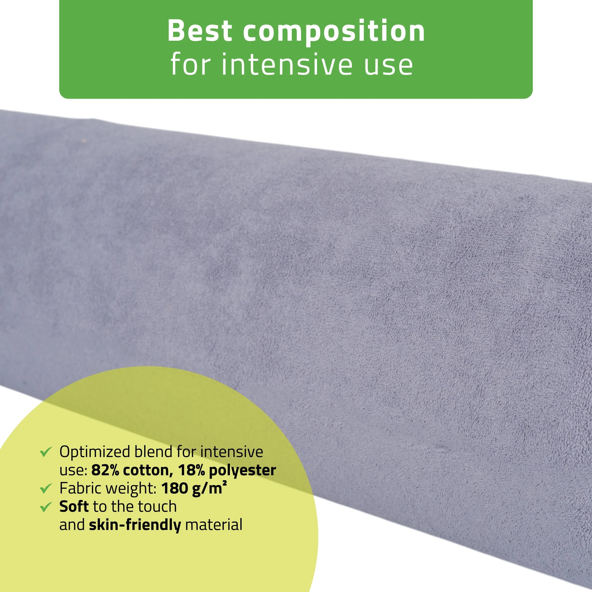 Froteepäällinen tukityynyn suojus kuminauhalla, 15 × 60 cm, harmaa