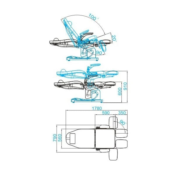 Pedicure Chair AZZURRO 709a PEDI, 3 motors, gray