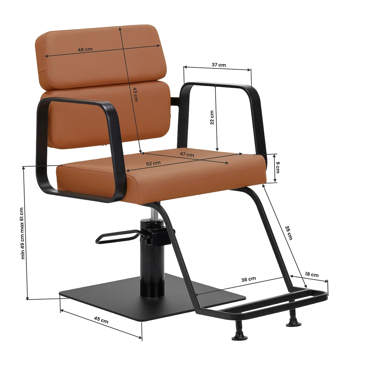 Gabbiano Porto – kampaamotuoli, musta–oranssi