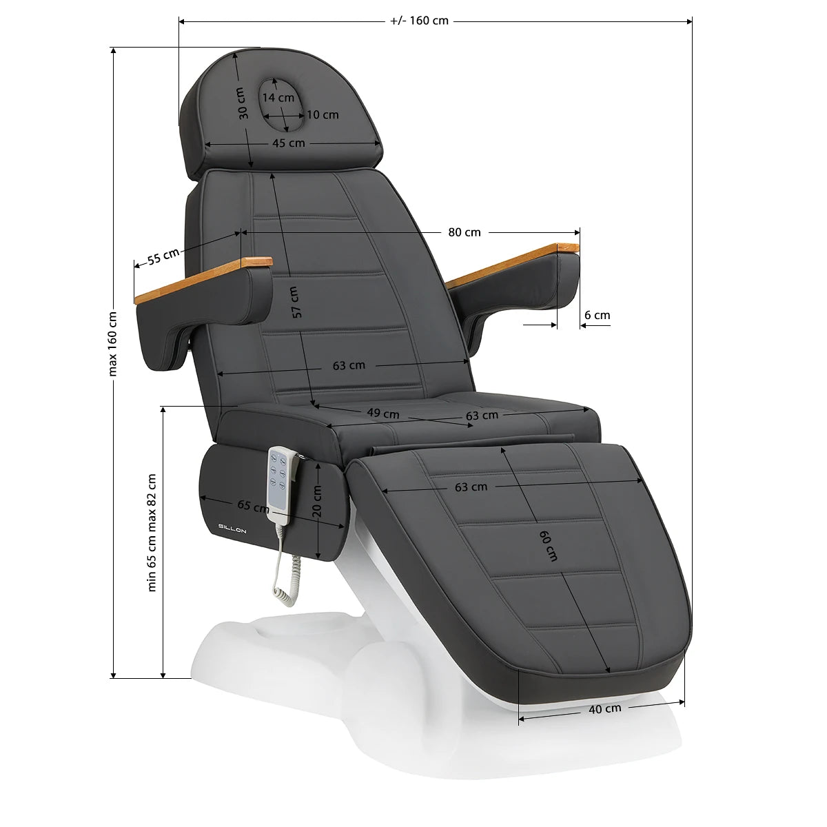 Beauty bed-couche SILLON LUX 273b, 3 motors, gray