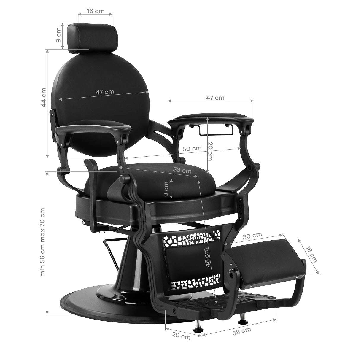 Barber chair Gabbiano Niccolo Black buttonless
