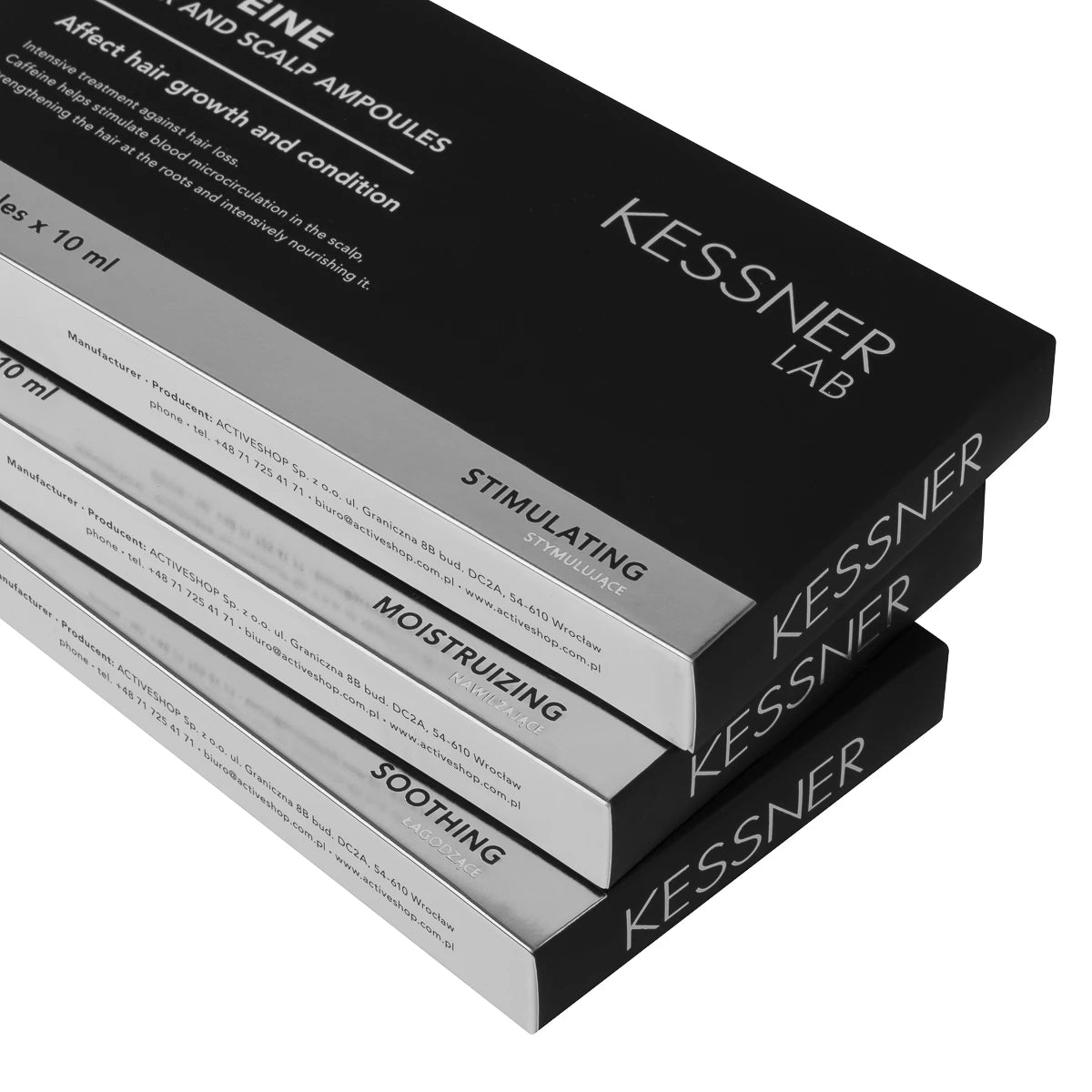Set of Kessner Lab ampoules: Prebiotic, Moisturising, Caffeine