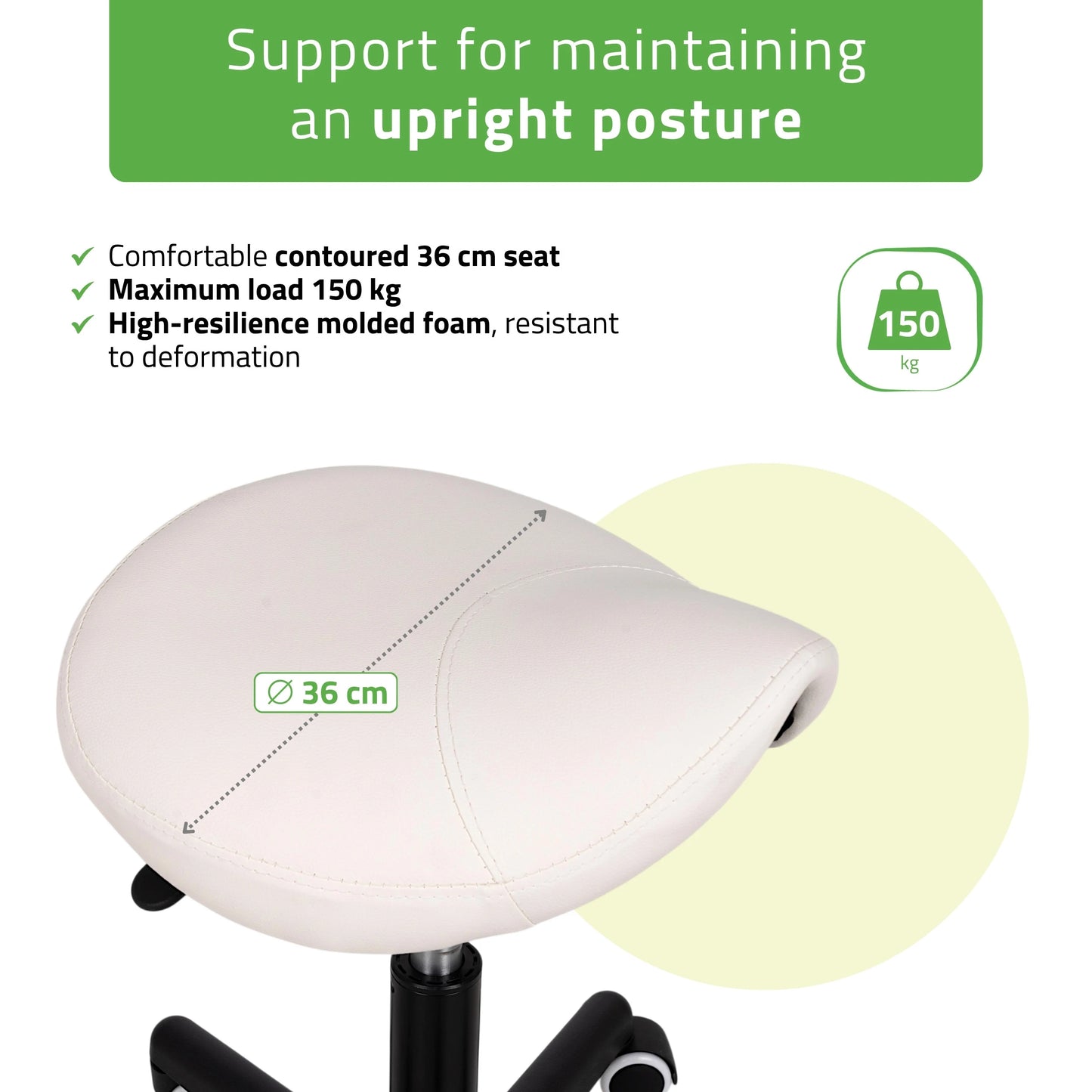 Saddle stool LUMO, Comfy Base k501 white