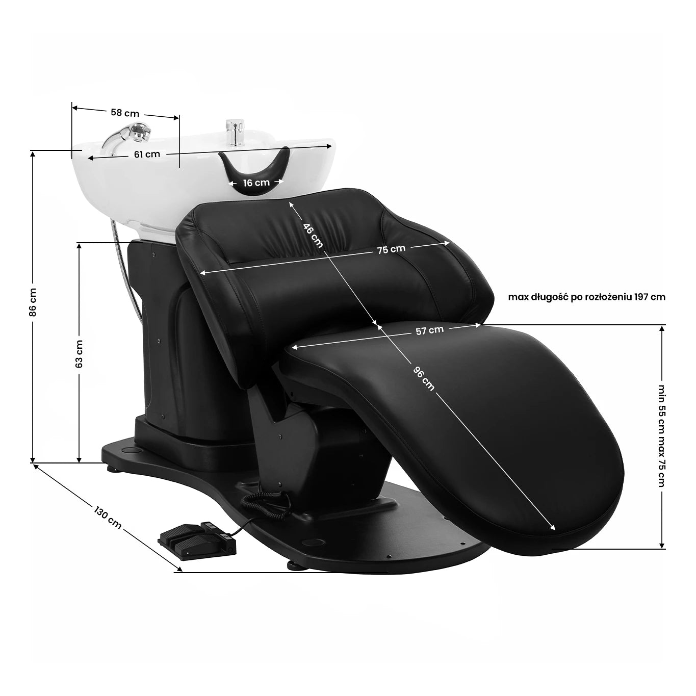 Electric Hairdressing backwash Gabbiano TRYCHO black